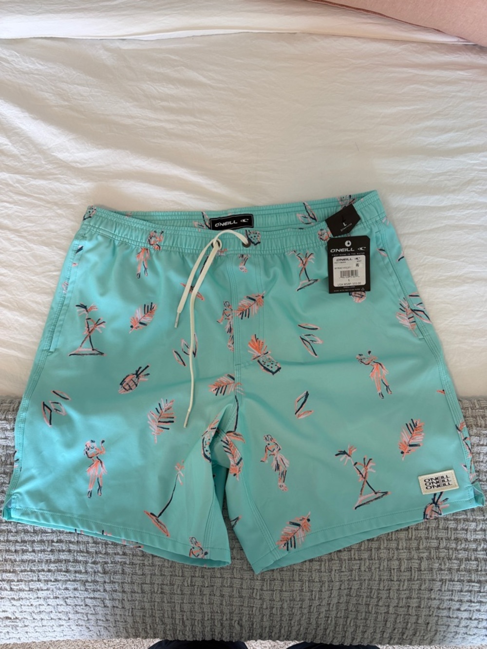 O'Neill Men's Mint Tropical Print Swim Board Shorts